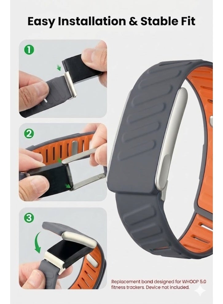 ZERO LIFESTYLE Silicone Sport Band Compatible with Whoop 5.0 Band Strap for Men and Women, Breathable and Waterproof Silicone Wristband Compatible with whoop mg band, Replacement Wrist bands Straps for Whoop 5.0 - Image 3