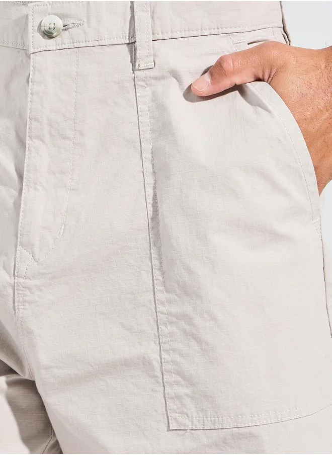 ستايلي Textured Oversized Carpenter  Shorts with Trim Detail