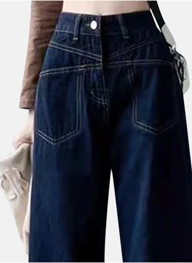 YUNIQEE Blue Straight Fit High-Rise Flared Jeans