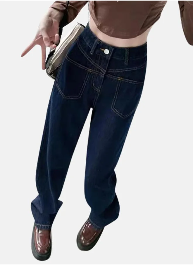 YUNIQEE Blue Straight Fit High-Rise Flared Jeans
