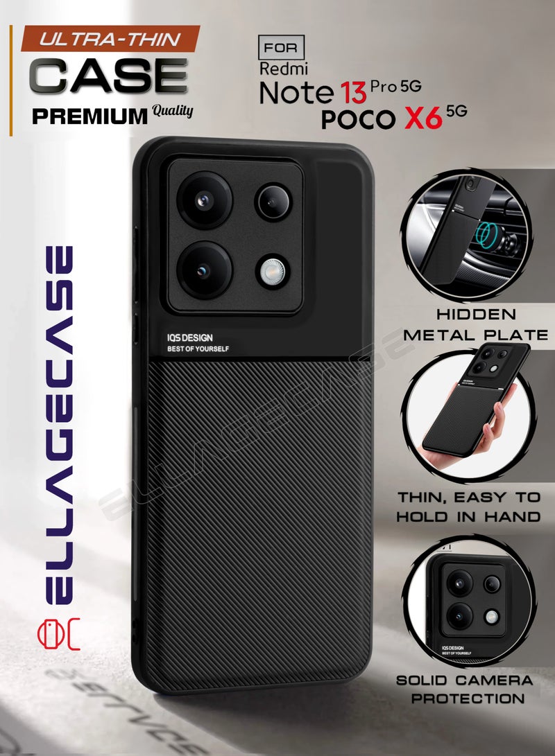 ELLAGECASE Premium Ultra-Thin Case for Xiaomi Redmi Note 13 Pro 5G / Xiaomi Poco X6 5G, Hidden Metal Plate, Slim Design, Easy to Hold, and Enhanced Camera Protection - Image 1