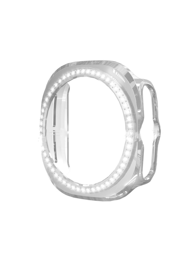 Silver Pc With Diamond For Samsung Galaxy Watch 7 Ultra (47mm) Hollow Protective Cover, Waterproof And Drop-Proof - Image 1