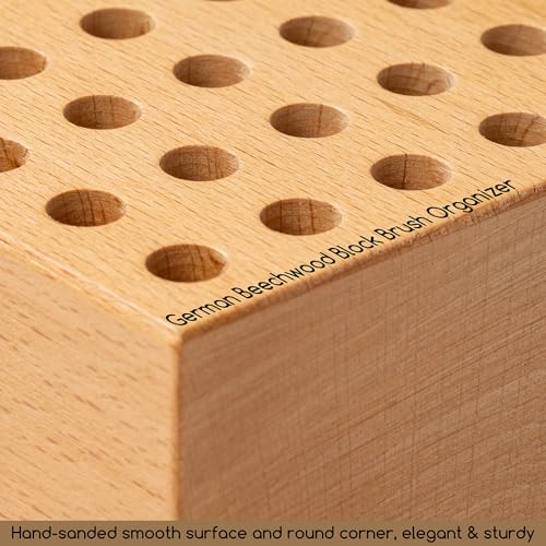 MEEDEN Beechwood Pencil and Brush Holder: 36 Holes Paint Brush Storage Organizer & Holder Rack - Wooden Block Pencil Holder for Paintbrushes, Pens and Art Tools - Paint Brush Holder Display Stand - Image 3