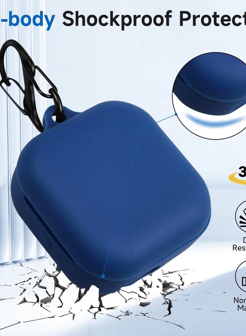 Soft Silicone Shockproof Case for Echo Buds 2023 with Carabiner and Front LED Visibility in Blue and Black - Image 3