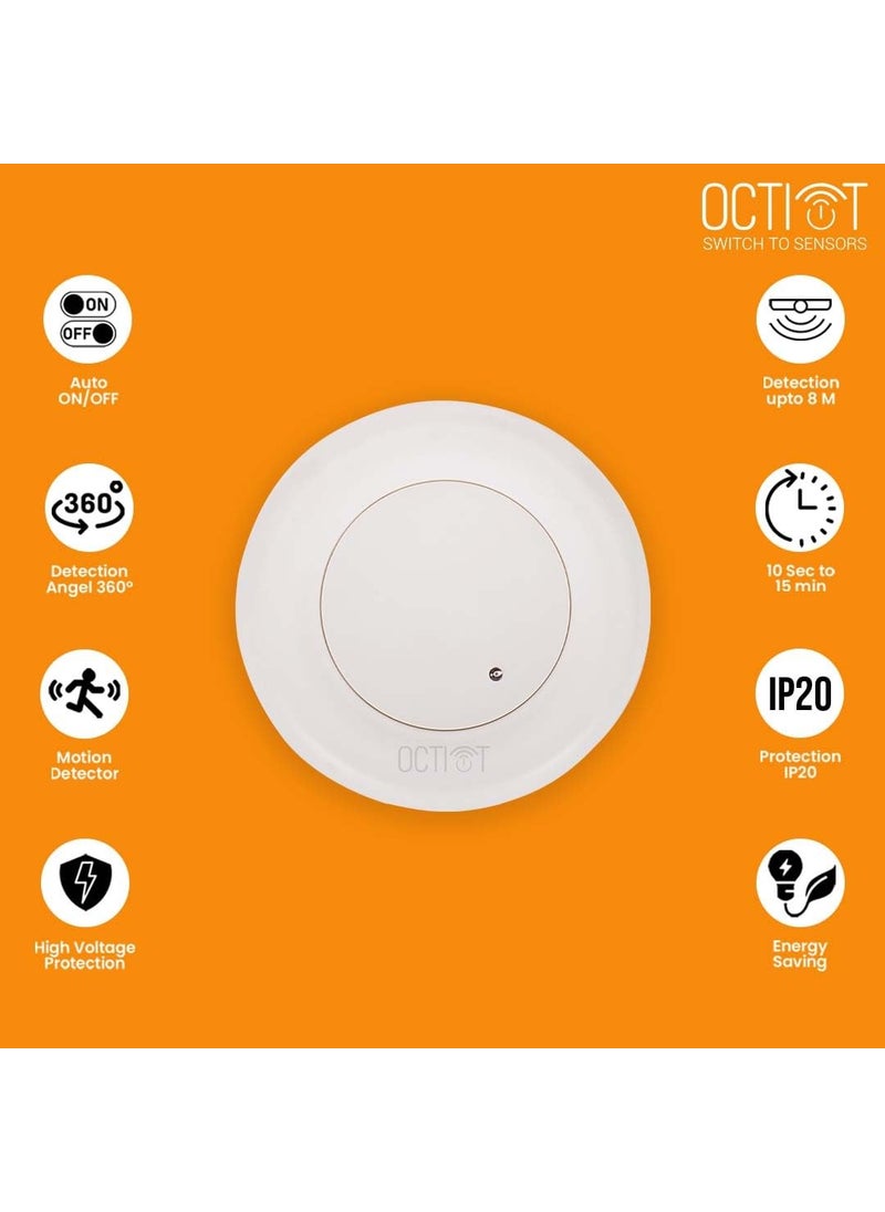 OCTIOT OCTORO PRO 360 Microwave Motion Sensor Smart Microwave Motion Sensor Microwave Motion Sensor for corridoor and Parking Auto onOff and IP20 Microwave Motion Sensor  - Image 2