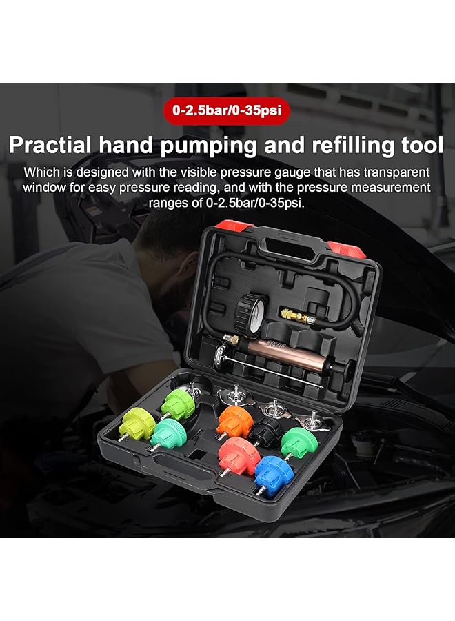 Bisofice Leak Detector,Universal Car Tanks Leak Detection Automotive Leakage Detector Tool Radiator Water Pressure Tester Auto Air Conditioning Cooling Coolant Vacuum Purge Tool Kit - Image 3