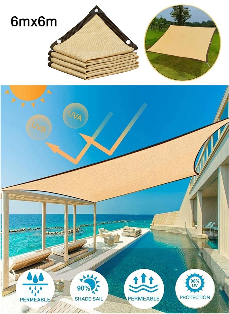 TAPIT 6mx6m Sun Shade Sail for Outdoor, Sunblock Net for Swimming Pool, Sun Shade Net, Resistant Mesh Shade Cloth for Greenhouse, Plant, Backyard Patio Sunshade  - Image 1