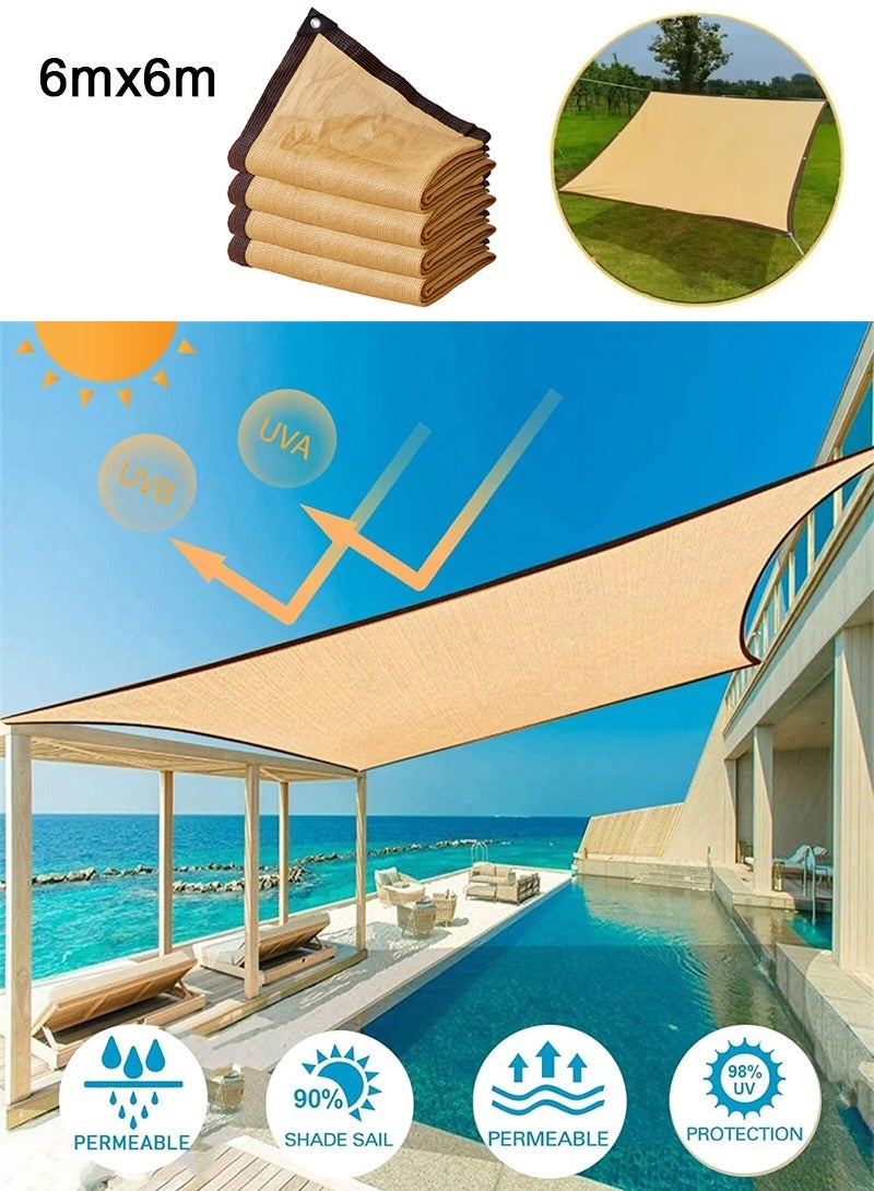 TAPIT ﻿ 6m×6m Water-Permeable Outdoor Sunshade Net | Sun Shade Canopy for Patio, Balcony, Swimming Pool and Car Park | Sun Sail for Camping Picnic Party | Plant & Flower Sun Protection Shading Mesh - Image 1