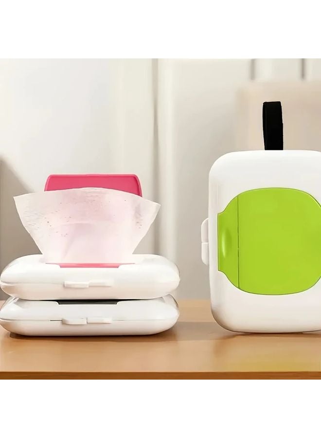 Portable Wet Wipe Dispenser Box With Lid Rose Color Compact Travel Storage Case - Image 4