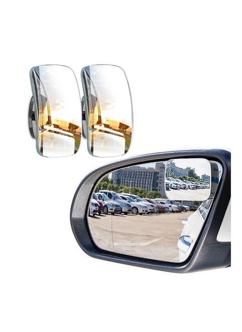 Blind Spot Mirror, Rectangle HD Glass Frameless Convex Lens, Rear View Mirrors Exterior Accessories, with Wide Angle Adjustable, Stick for All Universal Vehicles Car Stick-on Design (2 PCS)