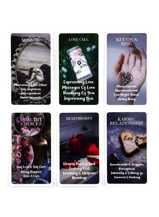 NIBEMINENT 53 Cards - Mystical Red Rose Divination Deck 10.3*6 cm - A Scenario Deck - Tarot Card - Double Flame Divination Card - Keywords of Love - Explanation - Image 5