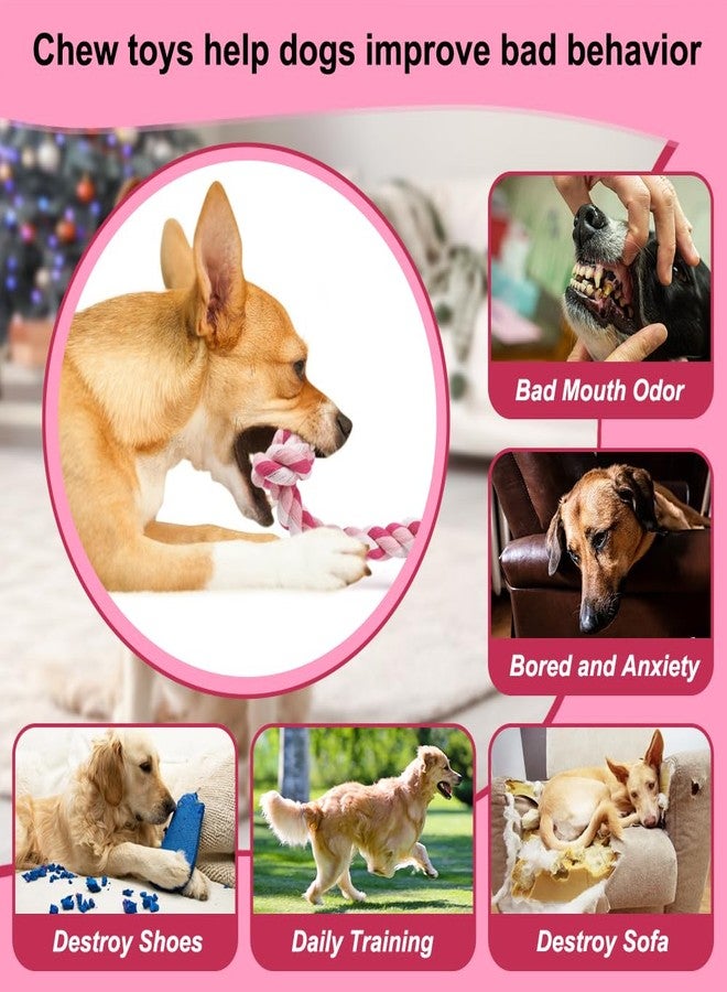 SZEE Dog Rope Toys, 24 in 3 Knots Chew Rope for Small, Medium and Large Dogs, Natural Cotton Pet Pull Toy for Tug of War and Teeth Cleaning, Fits Valentine’s Day Vibe (Pink) - Image 4