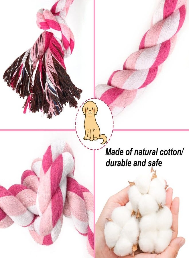 SZEE Dog Rope Toys, 24 in 3 Knots Chew Rope for Small, Medium and Large Dogs, Natural Cotton Pet Pull Toy for Tug of War and Teeth Cleaning, Fits Valentine’s Day Vibe (Pink) - Image 2