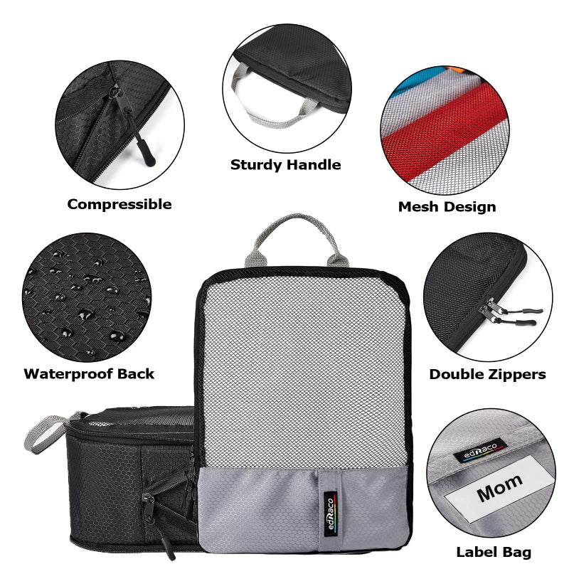 Edraco Compression Packing Cubes, 6 Pcs/Set Packing Organizers for Travel, Expandable Luggage Organizer with Toiletry Bag - Image 3