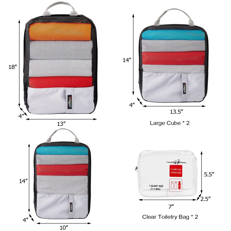 Edraco Compression Packing Cubes, 6 Pcs/Set Packing Organizers for Travel, Expandable Luggage Organizer with Toiletry Bag - Image 2