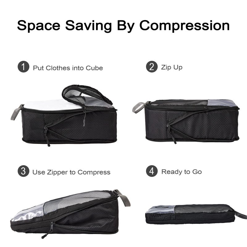 Edraco Compression Packing Cubes, 6 Pcs/Set Packing Organizers for Travel, Expandable Luggage Organizer with Toiletry Bag - Image 5