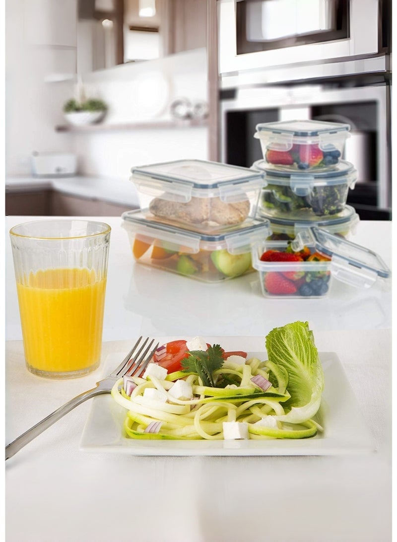 متجر الفرح مجموعة من 24 حاوية تخزين طعام ومنظمات مطبخ وحاويات تحضير الوجبات وأغطية قابلة للقفل وعلب غداء بلاستيكية قابلة لإعادة الاستخدام وحاويات سلطة ووجبات خفيفة و24 صندوقًا و24 غطاءً لتنظيم المخزن والمطبخ - Image 3