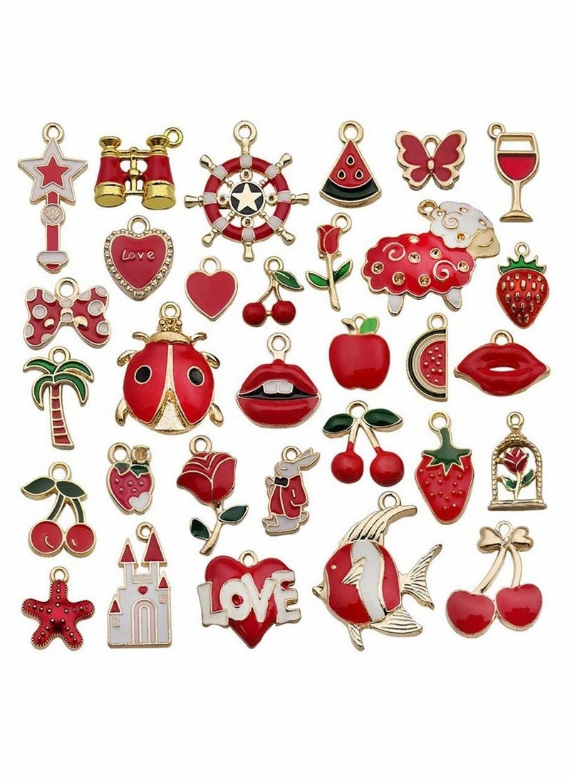 SYOSI - Mixed Charms Pendants, 31Pcs Charms for Jewellery Making, Charm Pendants Set, Gold enamel charm DIY Enamel Charms for Charms Making Necklaces Bracelets Earrings Keyrings Jewelry Making - Image 1