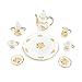 Cutemini Dollhouse 16 Porcelain Tea Cup Sets 8 Pcs Set Miniature Ceramics Dollhouse Accessories Flower Pattern Teapot Platter Dish Sets Dollhouse Kitchen Supplies Decoration Yellow - Image 2