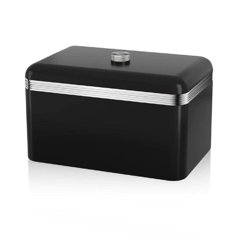 Swan SWKA1010BN Retro Bread Bin Metal 18 Litre Black