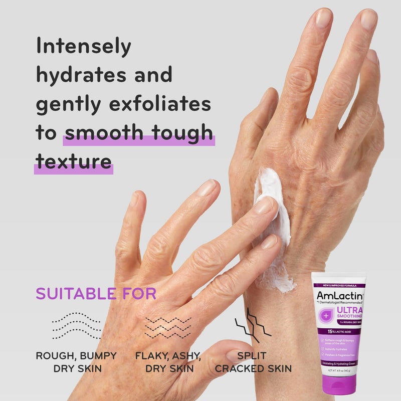 AmLactin مجموعة العناية بالبشرة الحائزة على جوائز من AmLactin - لوشن مغذي يومي 12%، كريم تنعيم فائق، كريم إصلاح القدمين وجوارب مرطبة - مجموعة هدايا مرطب حمض اللاكتيك لتجديد البشرة في جميع أنحاء الجسم - Image 4