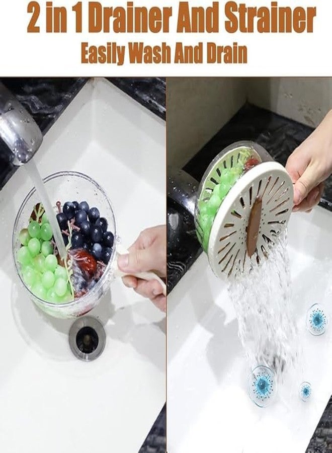 CHALISA 2 in 1 Food Vegetable Drain Basket for Kitchen | Fruit Washing Draining Container with Handle | Multifunctional Washing Bowl Strainer | Salad Drain Basin Fresh Storage (Pack of 1) - Image 3
