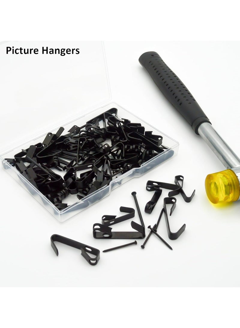 Oasisgalore 100-Piece Picture Hanging Kit - 30lb/50lb Hooks, 2 Sizes, Black, for Drywall & Wood - Image 4