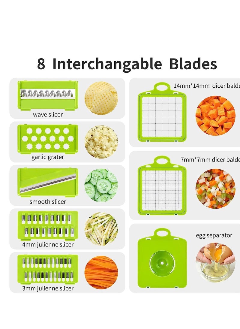Raxoom Vegetable chopper,senbowe multifunctional 13-in-1 food choppers onion chopper vegetable slicer cutter dicer veggie chopper with 8 blades,colander basket,container for salad potato carrot - Image 2