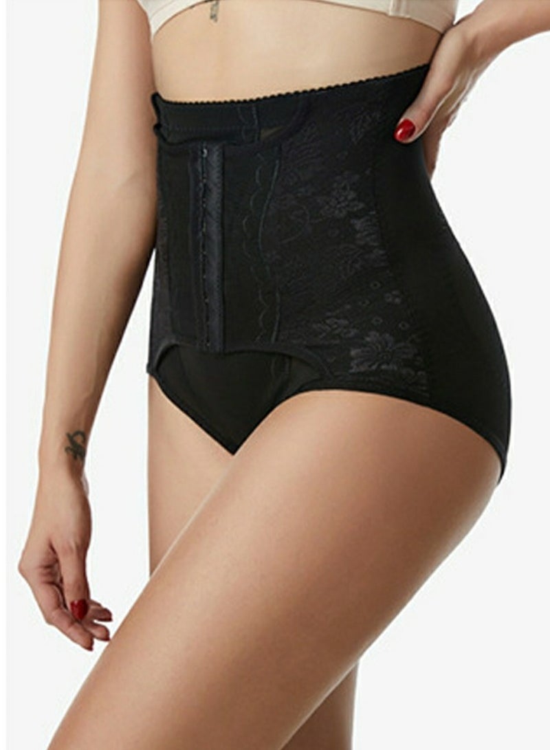 Loquat Womens Body Shaper Tummy Control Underwear Briefs Solid Color Jacquard Lace Slim High Waist Shapewear Hip Lift Underpants Black  - Image 2