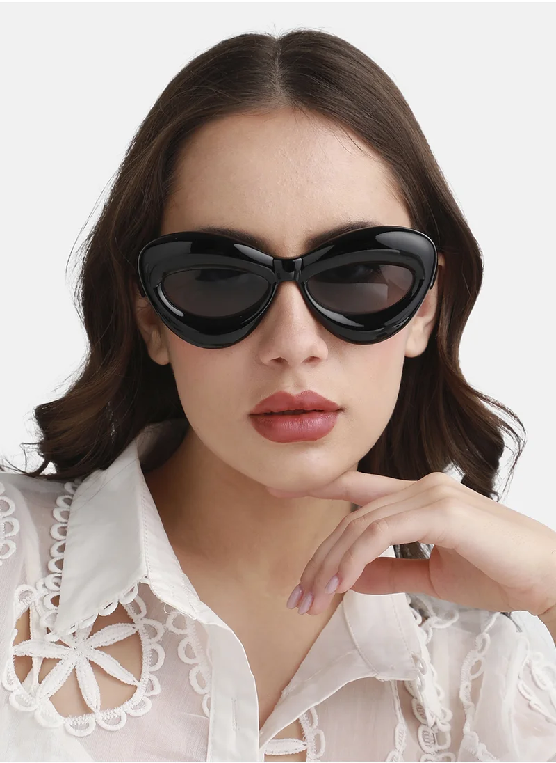 Haute Sauce Solid Cateye Sunglasses - Black
