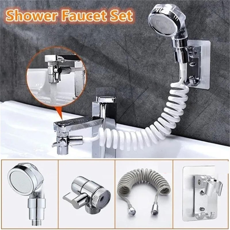 Deoxys Basin Handheld Shower Set ABS Bathroom Faucet Hand Held Shower Head External Sink Hose Sprayer Rinser Kit for Hair Washing Pet Shower Bathroom Utility Room Cleaning with Universal Adapters - Image 5