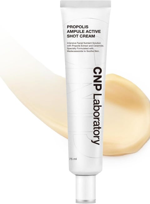 Propolis Ampule Active Shot Cream/Intensive Facial Nutrient Solution with Propolis Extract and Ceramide Specially Formulated with Madecassoside to Soothe Skin / 75ml