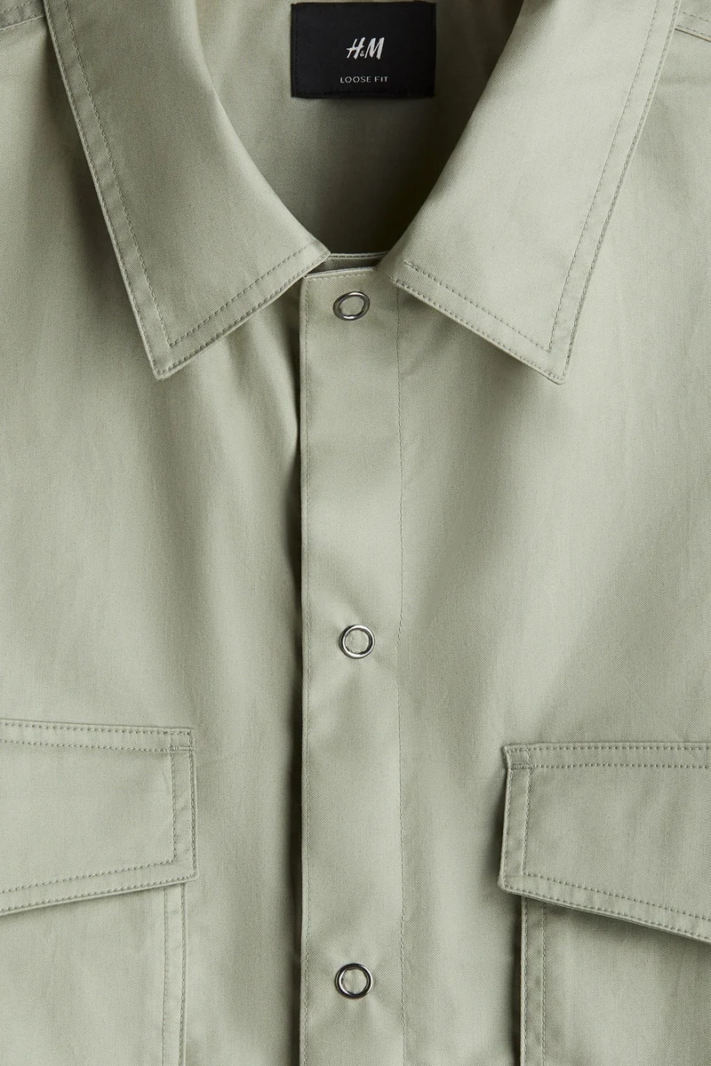 H&M  Loose Fit Short-sleeved utility shirt for Men | Best Price UAE