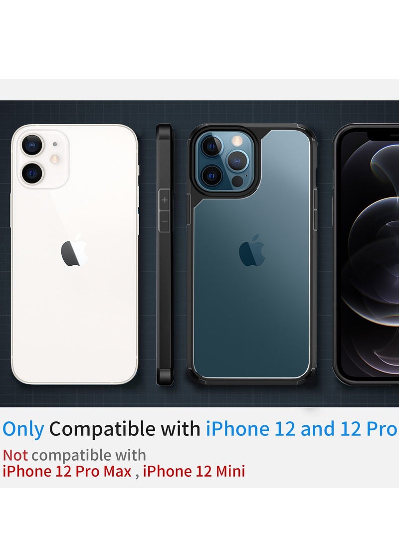 INFOSUN iPhone 12/12 Pro Case Clear Cover Ultra Thin Silicone Shockproof Hard Back Cases Transparent Protective Slim Phone Case for Apple iPhone 12/12 Pro 6.1 inch - Black - Image 2