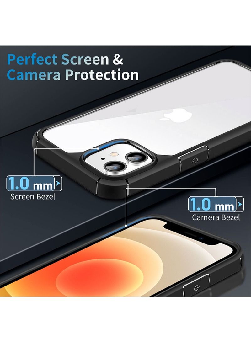 INFOSUN iPhone 12/12 Pro Case Clear Cover Ultra Thin Silicone Shockproof Hard Back Cases Transparent Protective Slim Phone Case for Apple iPhone 12/12 Pro 6.1 inch - Black - Image 4