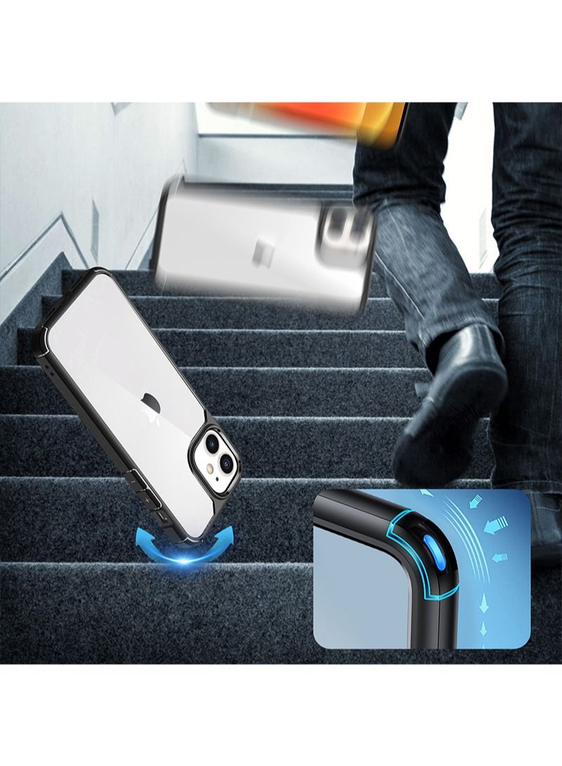 INFOSUN iPhone 12/12 Pro Case Clear Cover Ultra Thin Silicone Shockproof Hard Back Cases Transparent Protective Slim Phone Case for Apple iPhone 12/12 Pro 6.1 inch - Black - Image 3