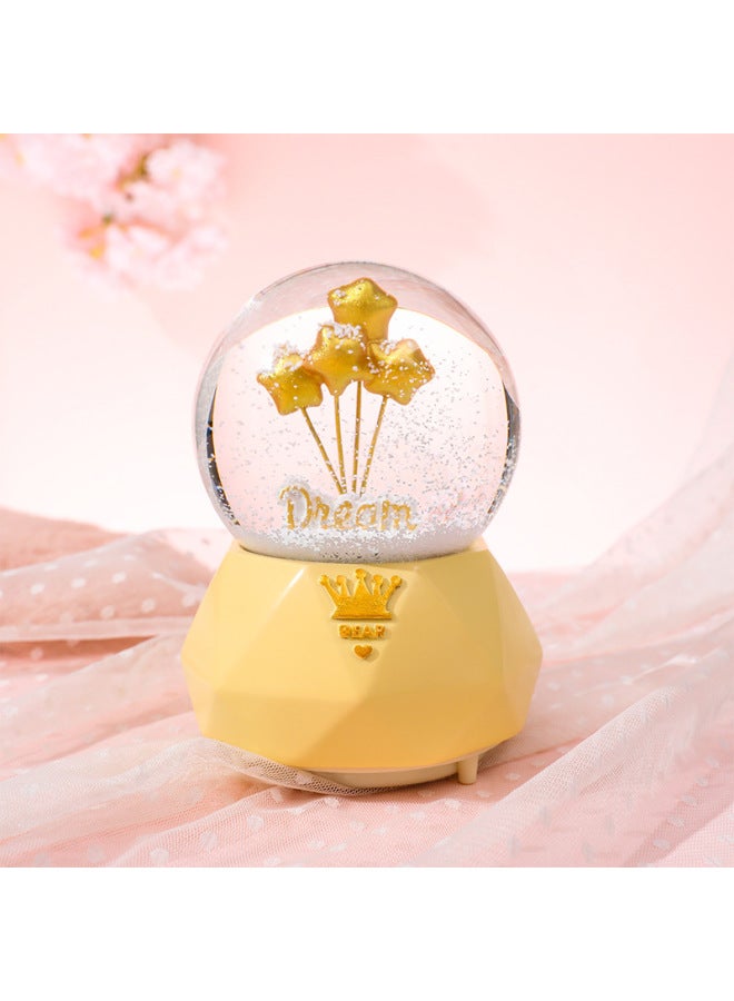Creative Confession Balloon Crystal Ball Music Box Music Box Music Loop Automatic Snow Glow Simple Style-Color:Large Confession Ball Yellow Star  - Image 1