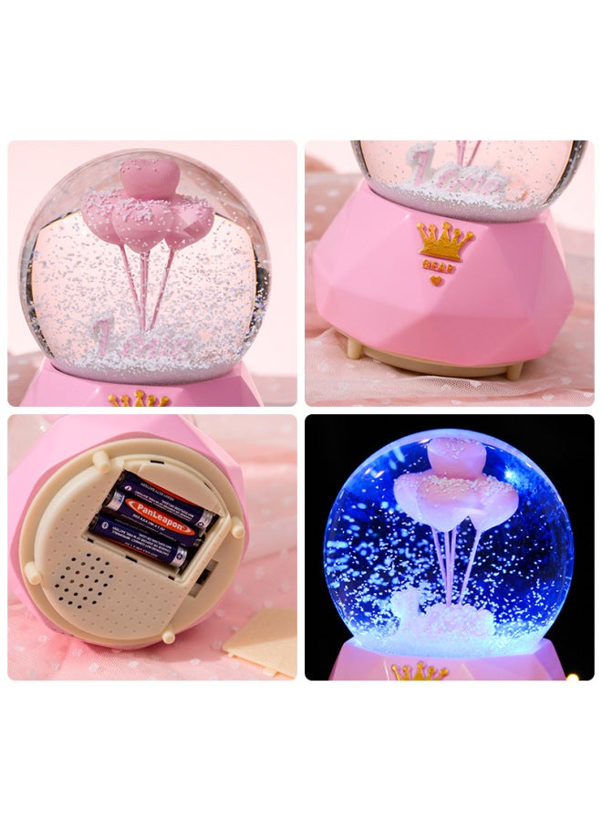 Creative Confession Balloon Crystal Ball Music Box Music Box Music Loop Automatic Snow Glow Simple Style-Color:Large Confession Ball Yellow Star  - Image 5