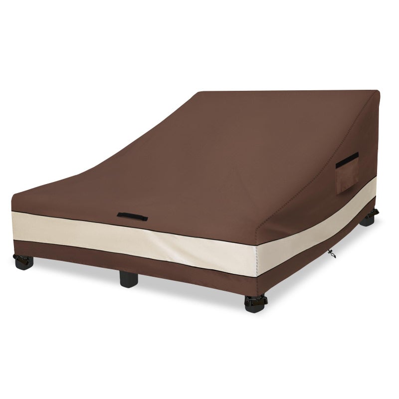 Sobana Waterproof Double Chaise Lounge Cover600D Heavy Duty 82Inch Double Wide Patio Chaise Lounge Chair CoversBrown - Image 2