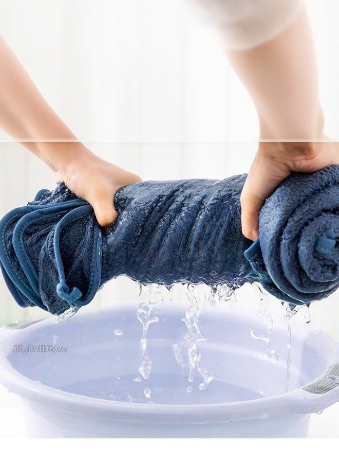 Fezora 3-Piece Solid Microfiber Bath Towel Set - Blue, Purple & Orange - Image 4