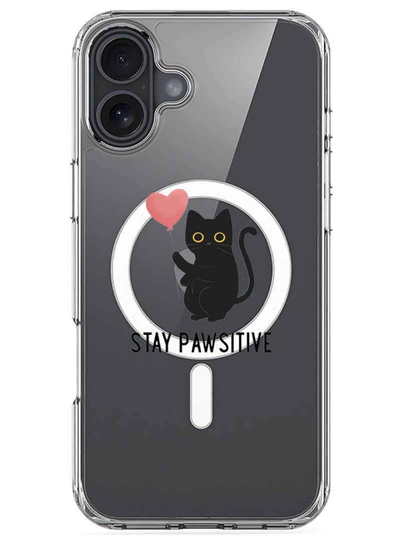 Theodor iPhone 16 Magsafe Magnetic Case Compatible with Wireless Charging, Shockproof Phone Bumper Cover - Stay Pawsitive  - Image 1