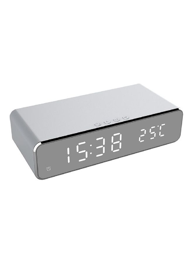 NIBEMINENT Wireless Charging Pad Dock With LED Smart Alarm Clock Silver - Image 1