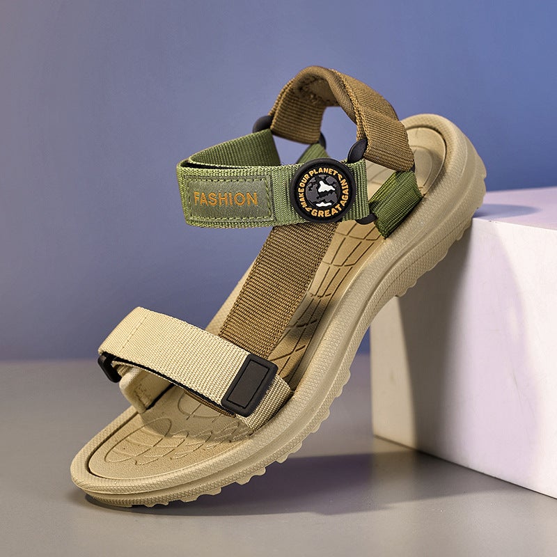Tailstock Women'S Summer One-Character Soft Bottom Velcro Adjustable Arch Support Casual Beach Sandals With Mid-Heel - Image 3