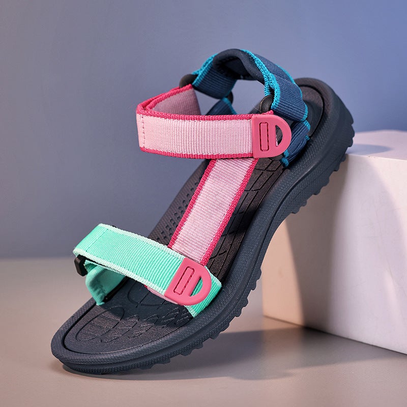 Tailstock Women'S Summer One-Character Soft Bottom Velcro Adjustable Arch Support Casual Beach Sandals With Mid-Heel - Image 5