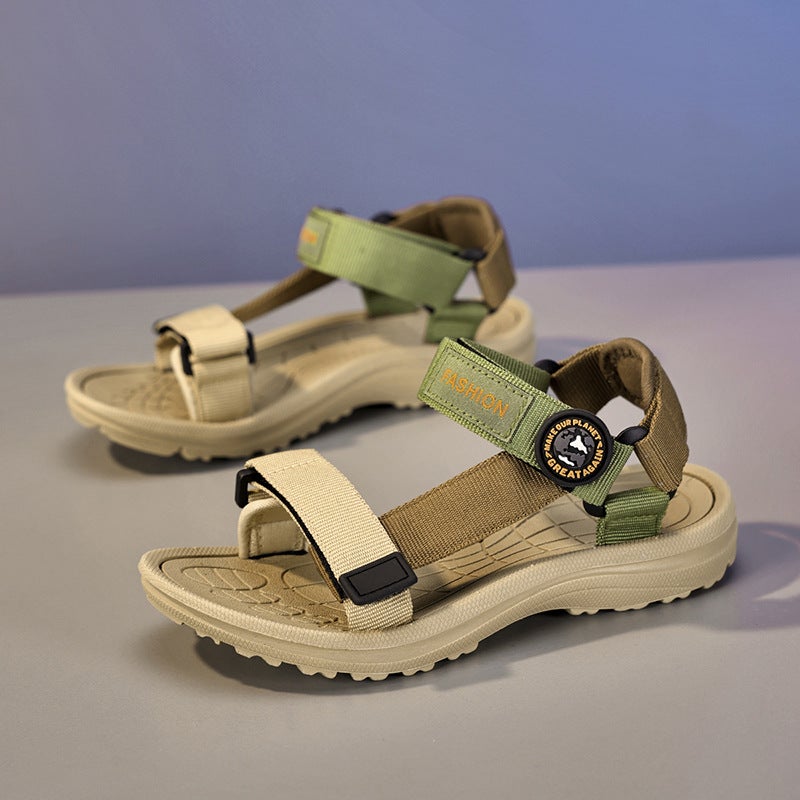 Tailstock Women'S Summer One-Character Soft Bottom Velcro Adjustable Arch Support Casual Beach Sandals With Mid-Heel - Image 1