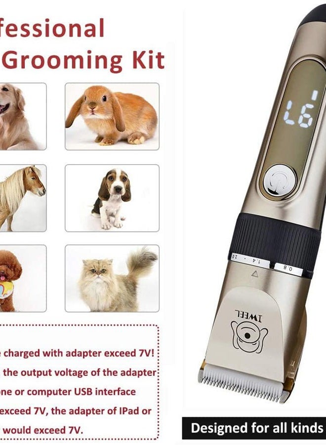 IWEEL Dog Clippers, 2-Speed Professional Rechargeable Cordless Cat Shaver and Low Noise Water Proof Electric Dog Trimmer Pet Grooming Kit Animal Hair Clippers Tool with Scissors Combs - Image 5