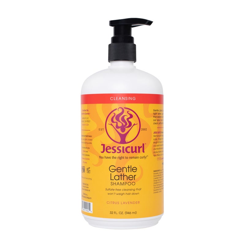 Jessicurl Gentle Lather Shampoo Citrus Lavender 32 Fl oz Cleansing Curly Hair Shampoo Vegan Sulfate Free Shampoo