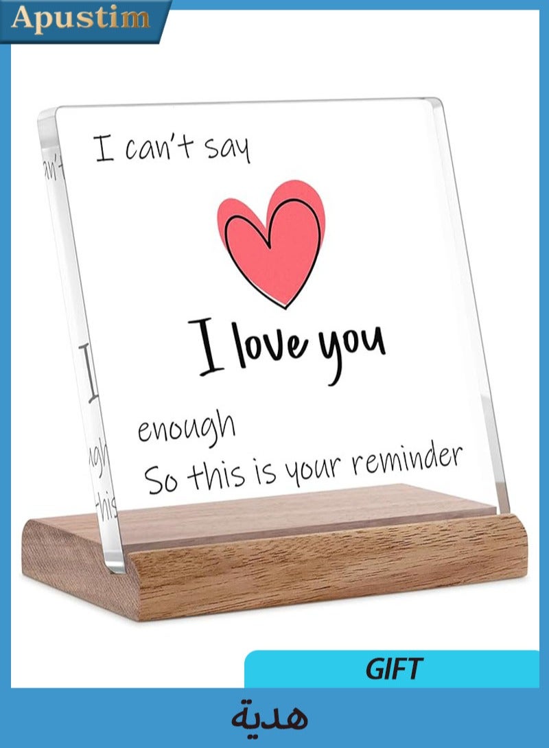 Apustim I Love You Gift For Him And Her，Gift For Girlfriend，Wife On Valentine's Day，Birthday，Wedding，Anniversary，Souvenir，Love Heart Acrylic Sign，Gift For Boyfriend - Image 1