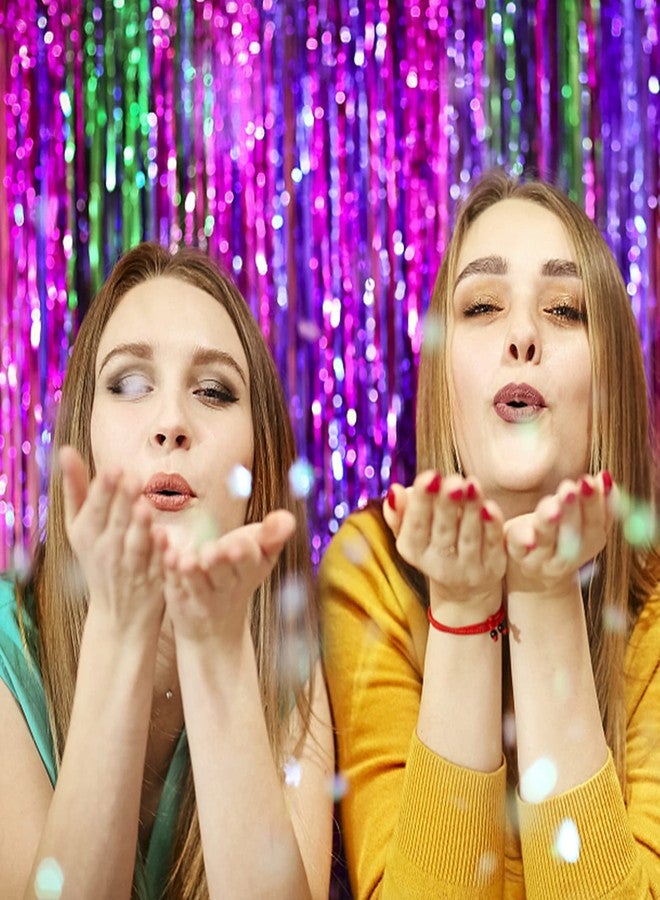 K.E.J. Hot Pink Foil Fringe Curtain Backdrop Curtain for Birthday Party Theme Party Decoration 2 Pack - Image 5