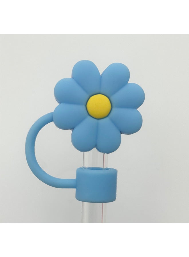 Cross-border 10mm Stanley Straw Cap Cute Flower Straw Plug Stanley Straw Dust Cover Cover Cover Accessories-Color:Sky Blue-Specifications:Bulk  - Image 1